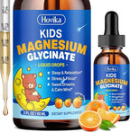Magnesium Glycinate Liquid for Kids - with L-Theanine Omega-3, Vitamin B6, D3, Zinc - Kids Magnesium Drops for Sleep, Relaxation, Calm & Focus - 2 Fl Oz, Orange Flavor