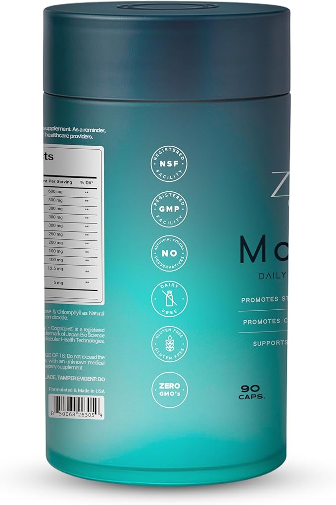 Zenos Health MoodZen Mood Support & Cortisol Reducer Supplement – Powerful Focus Supplement – Natural Formula to Enhance Mind Clarity - Made in USA, 90 Caps