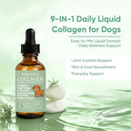 Waggle Hounds 9 in 1 Liquid Collagen for Dogs, Coat & Joint Support with Collagen, Hyaluronic Acid, Turmeric & Vitamins C & E for Everyday Care