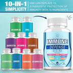 Immune Support Supplement, 10-in-1 Immune Defence with Vitamin C,B6,B12,VIT D, Zinc, Echinacea Turmeric Elderberry Immune Boosters for Adult - 120 Capsules(2 Pack)
