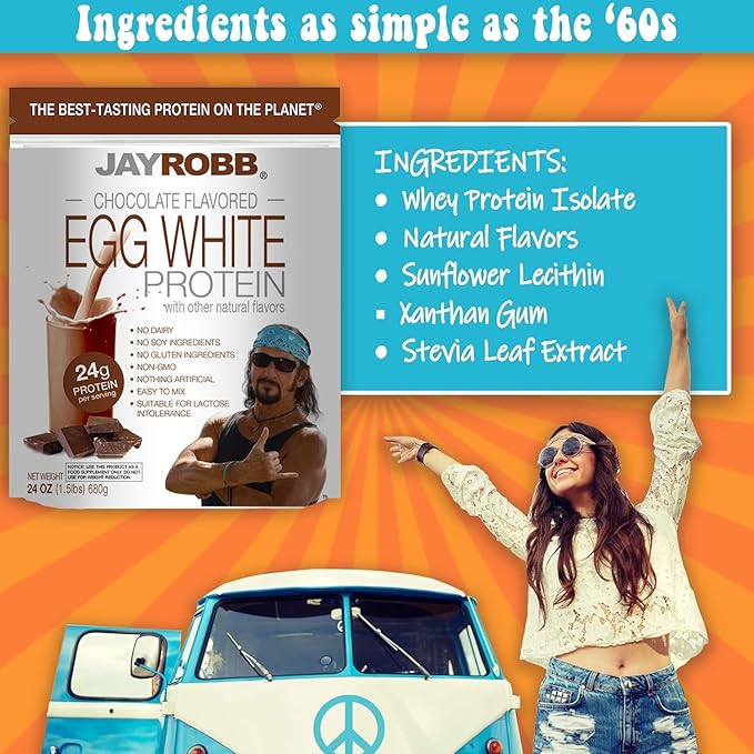JAYROBB Chocolate Egg White Protein 24 oz, 1.5 Pound Bag
