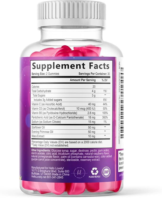 Menopause Supplements for Women - Complete Natural Mild Hot Flashes & Night Sweats Support, Multi Benefit Menopause Relief Gummy, Support for Balance & Energy, Gluten-Free & Non-GMO - 60 Gummies