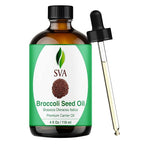 SVA Broccoli Seed Oil - 4 Fl Oz – 100% Natural Cold Pressed Broccoli Oil - for Face, Skin Care, Hair Care, Scalp Massage & Body Massage – Carrier Oil with Dropper
