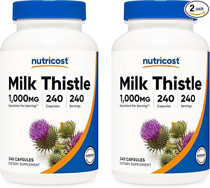 Nutricost Milk Thistle Extract 240 Capsules for 240 Servings Per Bottle (2 Pack) - Vegan, Non-GMO and Gluten Free