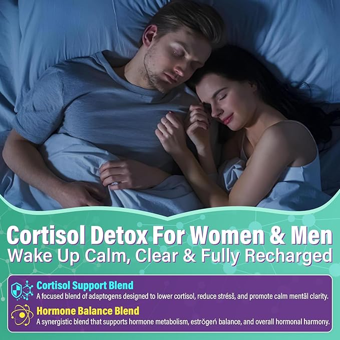 Cortisol Supplements for Women & Men, Cortisol Reducer Gummies w/ Magnesium, Ashwagandha, L-Theanine, Rhodiola, Reishi, 24 IN 1 Cortisol Detox Manager for Calm Mood, Focus & Relaxation,Vegan, 60 Cts