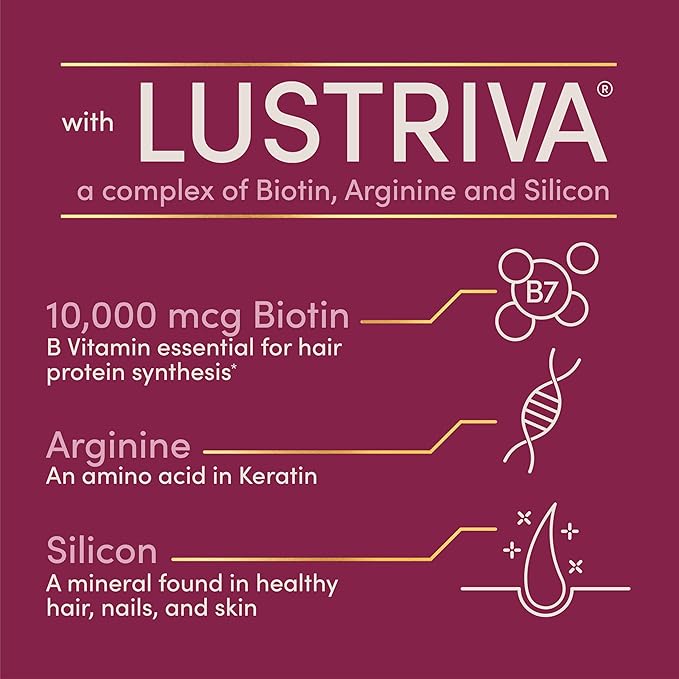 Nature's Bounty Optimal Solutions Hair Growth Supplement with Biotin, Hair Growth Vitamins with Biotin Silicon & Arginine, 1 Per Day, 30 Capsules, One Month Supply