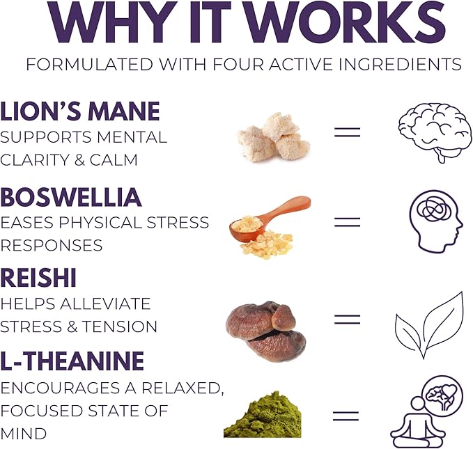 Chill Pill Supplement - Lion’s Mane, Reishi, L-Theanine, Boswellia & Beta-Glucans - Relax, Recover & Recharge - 60 Vegan Capsules