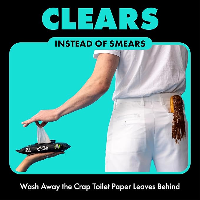 DUDE Wipes Mint Chill Flushable Wipes - Extra-Large Adult Wet Wipes - 6 Pack (288 Count) - Infused with Tea Tree Oil, Vitamin E, and Aloe - Septic and Sewer Safe
