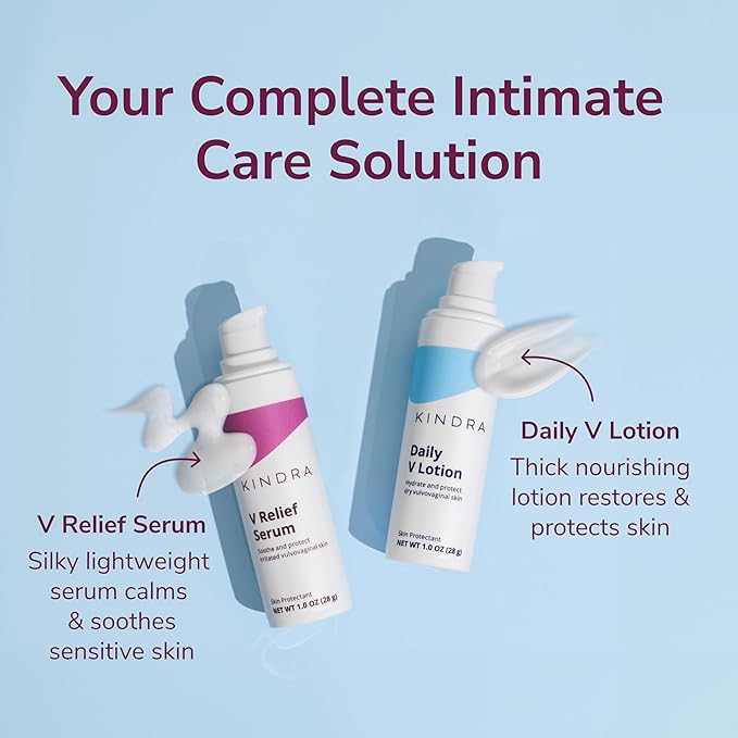 Kindra Daily V Vaginal Moisturizer Lotion - OBGYN Recommended for Dryness & Itch, with Hyaluronic Acid, Prevents Infection & Odor - Estrogen-Free Cream, pH-Balanced Feminine Care - 60 Applications