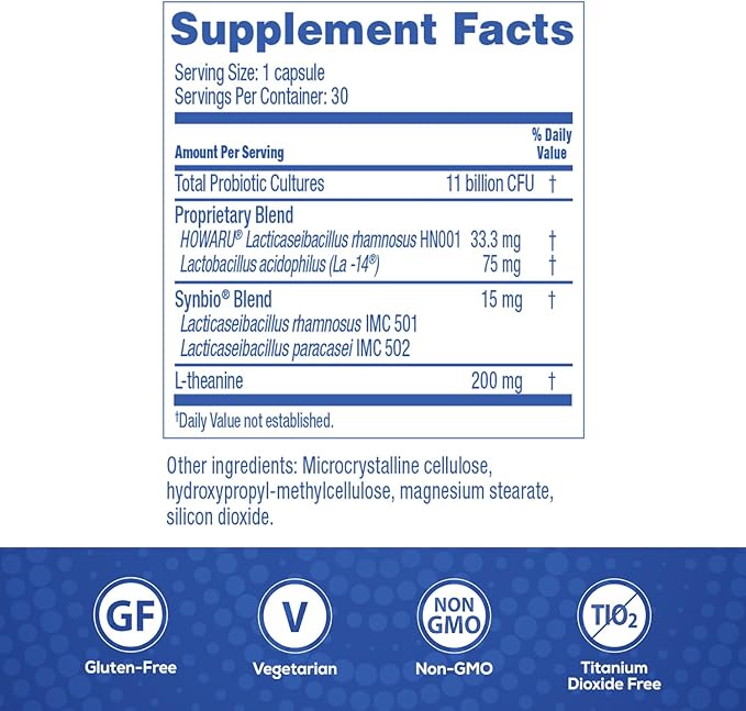 Florastor Probiotics for Women, Digest and De-Stress, Probiotics for Digestive Health, Vaginal Probiotic, and L-Theanine for Mind and Body Wellness, 30 Capsules
