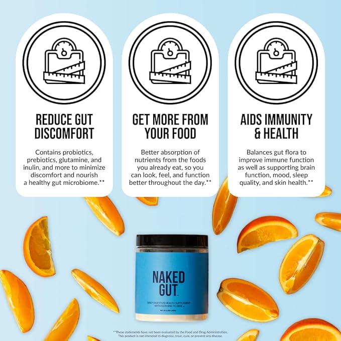 NAKED Gut - Daily Gut Health Supplement - Natural Gut Health Powder for Gut Cleanse, Digestive Support, GMO-Free, Soy-Free, Gluten-Free, Vegan and Hypoallergenic, 40 Servings (Pack of 2)