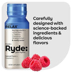 Ryde: Relax Shot | Raspberry Flavor | Lemon Balm, L-Theanine, Ginseng & Chamomile |0 Calories, 0 Sugar | 2 FL OZ Shots | Helps You Relax* (24 Pack)