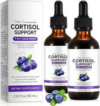 Cortisol Supplements for Women & Men, Cortisol Reducer, Support Hormone Balance, Mood, Focus & Sleep, 10 in 1 Cortisol Drops with Magnesium, Ashwagandha, L-theanine, Blueberry Flavor (2)