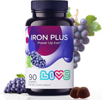 LIVS Iron Plus Gummies – 20mg Gentle Iron Supplement for Women & Men – Anemia Support – Vitamin C for Absorption – Biotin, Folate & B12 for Energy – Gluten Free, Vegan, Halal & Kosher – 90 Count