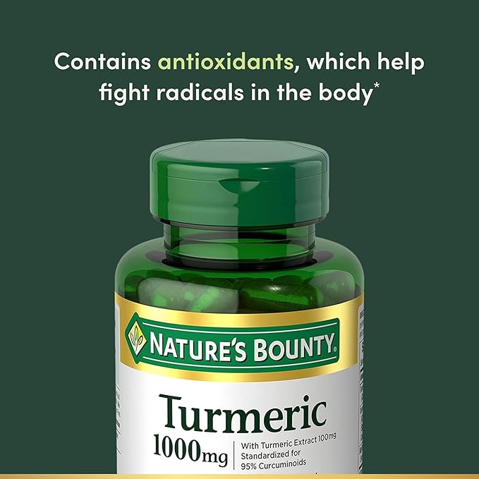Nature's Bounty Turmeric with Black Pepper Extract, Supports Antioxidant Health, 1000mg, 60 Capsules