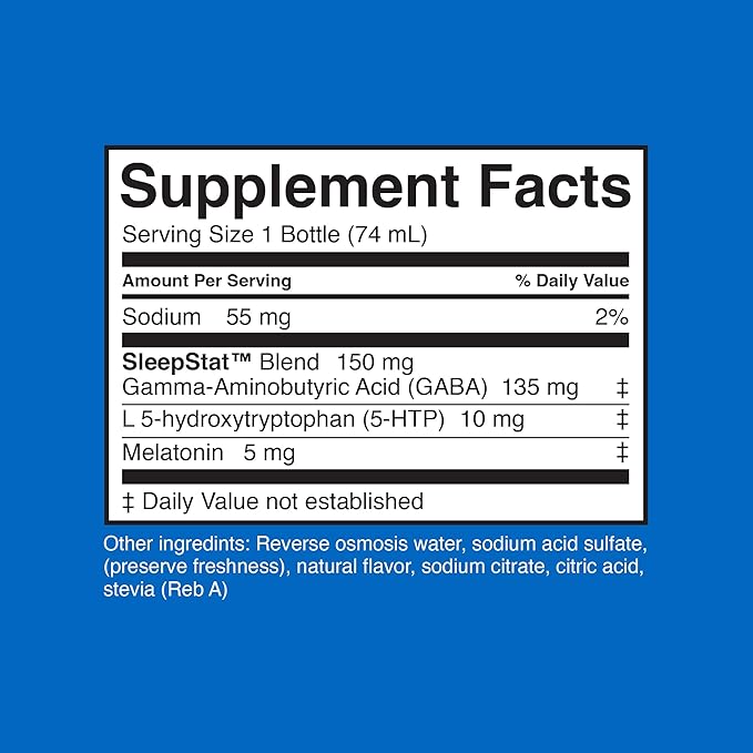 Dream Water Sleep Shots (24 Count) Sleep Aids for Adults - 5mg Melatonin, GABA, 5-HTP - Natural Snoozeberry Flavor (Blue Raspberry) - Liquid Melatonin Supplement - Zero Sugar & Gluten Free - 2.5 oz