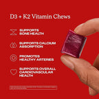 Humann Vitamin D3 + K2 Chews - High Potency Vitamin D 5000iu (125mcg) Helps Support Healthy Mood, Immunity, Cardiovascular, Respiratory Health & Bone Health, Mixed Berry Flavor, 30 Count (Pack of 2)