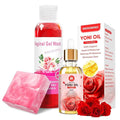 Feminine Wash & Yoni Soap Bar & Yoni Oil Ph Balance Feminine Wash, Yoni Wash for Vaginal Moisturizer Remove Odor, 3.53OZ Yoni Bar 5.07 Fl.Oz Vaginal Wash & 1 Fl.Oz Yoni Oil, Rose Scent