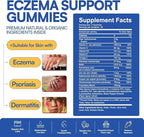 Sugar Free Eczema Treatment Gummies - USA Made - 50+ Vitamins & Probiotics for Clear, Hydrated Skin - Soothes Itching, Calms Redness & Boosts Skin Health (60 Gummies)