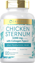 Carlyle Chicken Sternum Cartilage Collagen Capsules | Type II 3000mg | 120 Pills | Plus Hyaluronic Acid | Non-GMO, Gluten Free