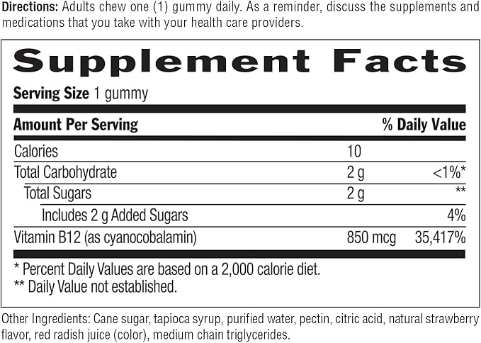 COUNTRY LIFE Gummies 850 Mcg 60 Chw B12, 60 CT