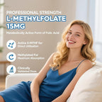 2 Pack L-Methylfolate 15mg Gummies with Methyl B12, Folate 5-MTHF Supplement for Mood, Brain Health, Cognition & Immunity, Sugar Free, Vegan, Non-GMO, 120 Count