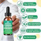 Turmeric Curcumin Supplement Drops with 95% Curcuminoids, Enhanced Absorption Liquid Turmeric Complex 1000mg w/Bee Propolis Ginger MCT Oil Vitamin C & Black Pepper for Joint & Immune Support | Non GMO