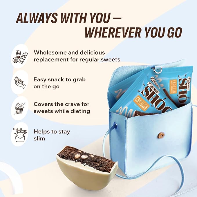 Fitness SHOCK Cookie Cream Protein White Brownie - No Added Sugar, 7.5g Protein, Low Carb Guilt-Free Dessert - 0g Added Sugar, 10g Net Carbs, 5g Fiber, Non-GMO - 10 x 50g