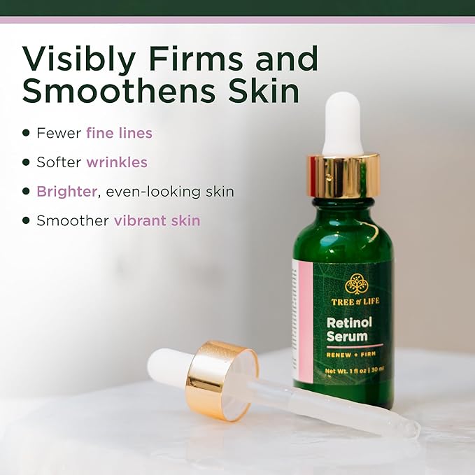 Tree of Life Beauty Facial Skin Care Set, Brightening, Firming & Hydrating Face Serums for Sensitive Skin - Niacinamide, Vitamin C, Retinol & Hyaluronic Acid, Dermatologist Tested, 1 Fl Oz (Pack of 4)