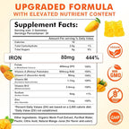 2 Pack Iron Gummies for Women & Men - Vegan Iron Supplement for Anemia & Iron Deficiency, with Vitamin B12, Vitamin C, Zinc, Folate - Energy Boost, Sugar-Free, Mango Flavor, 120 Count