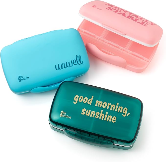 Cute, Large Pill Organizer for Vitamins & Supplements - Big, Silicone, Pink, Mentally Stable