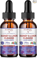 GREENPEOPLE Kidney Cleanse Detox & Repair - 27-In-1 Kidney & Liver Drops with 20:1 Cranberry Extract & Chanca Piedra, Alcohol-Free Supplement for Urinary Tract & Liver Support (2 Oz 2 Pack, Blueberry)