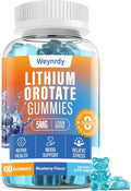 Lithium Orotate 5mg Gummies for Adults and Kids, Low-Dose Chelated Lithium Orotate for Mood Support & Cognitive Improvement, Sugar-Free, Non-GMO, Gluten-Free, Vegan-Friendly, Blueberry Flavor, 60