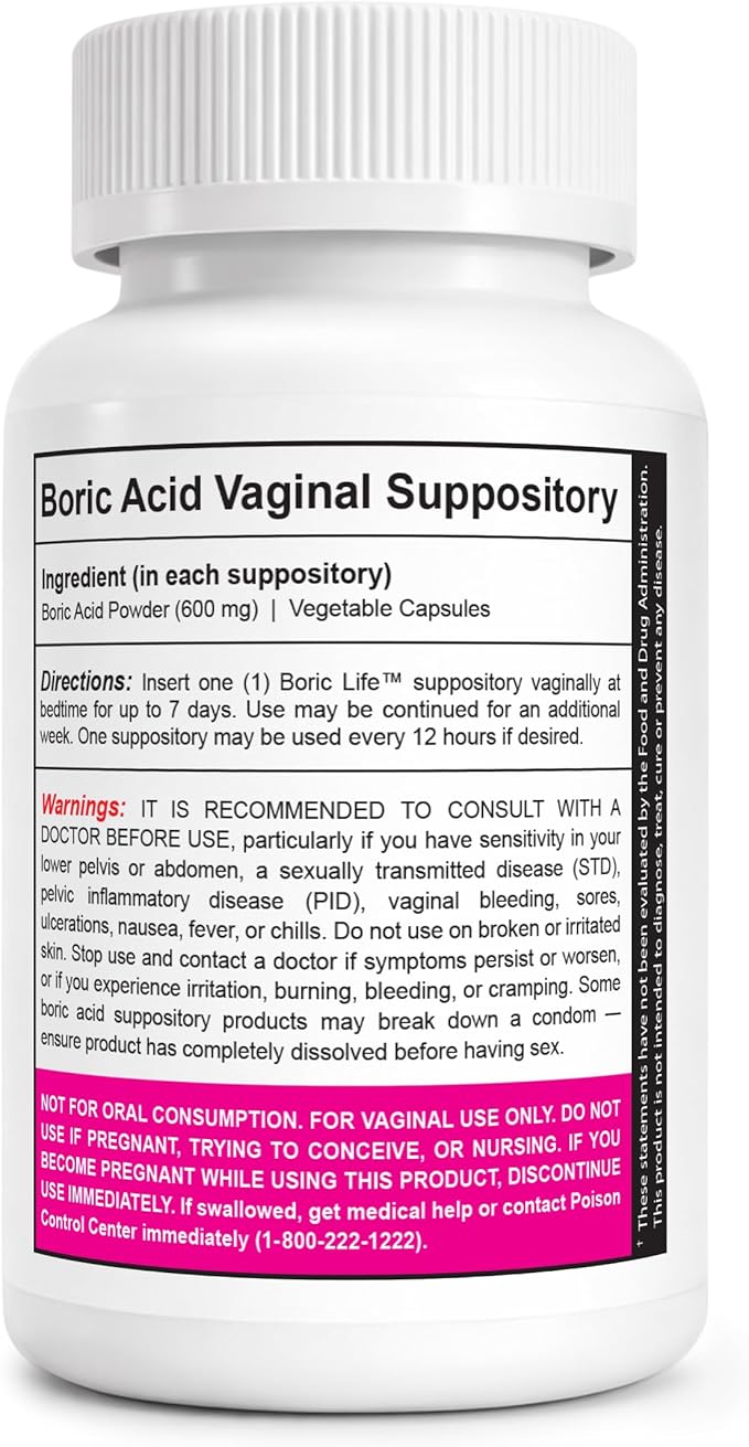 NutraBlast Boric Acid Suppositories - 100% Pure Made in USA - Boric Life Intimate Health Support (14 Count)