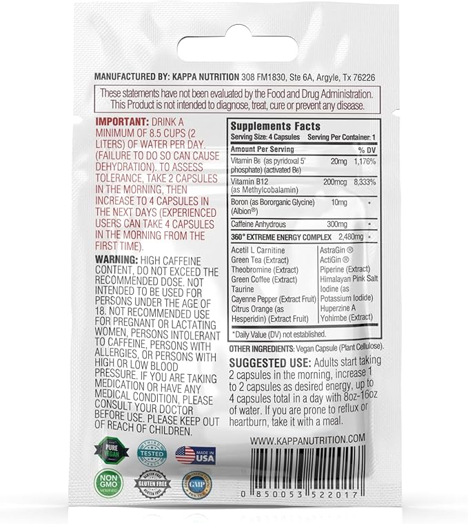 360 Extreme Energy, Memory & Focus (1 Display 20 Sachets (4 Capsules ea)