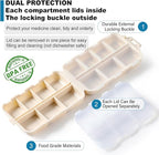 4 Pack, 14 GRIDS Travel Pill Organizer Box with Labels - Travel Medicine Case Kit - Pocket Daily Pharmacy Container - Travel Medication Holder Dispenser for Fish Oil Vitamin Supplement Storage