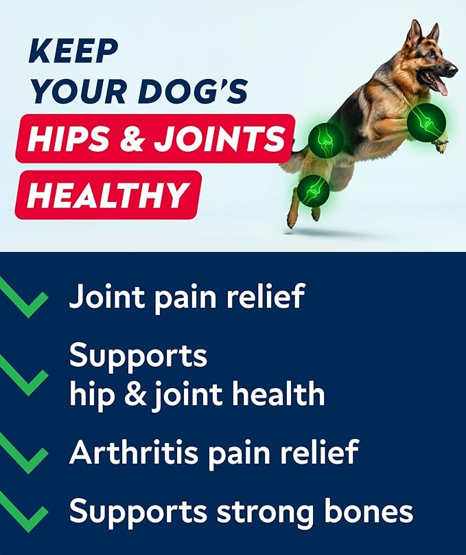 Glucosamine Treats for Dogs - Hip & Joint Supplement w/Omega-3 Fish Oil - Chondroitin, MSM - Advanced Mobility Chews - Joint Pain Relief - Hip & Joint Care - Bacon Flavor - 180 Ct - Made in USA
