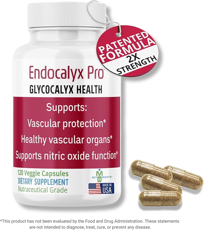 Endocalyx Pro Supplement – Endothelial Glycocalyx Support 120 Capsules - Vascular & Microcirculation Health – Clinically-Studied – Patented – Supports Nitric Oxide Functions