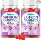 Saffron Gummies for Adult Kids - with Saffron 88.5mg, Vitamins D3 & B6, Magnesium, Zinc, Ashwagandha, L - Theanine, St. John's Wort - Supports Mood & Focus, Strawberry Flavor, 120 Count