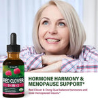 Red Clover Extract Menopause Support Drops for Women Health Balance, Dong Quai & Black Cohosh Supplement Tincture for Hot Flashes Relief, Bone Health Support w/Wild Yam. 2oz
