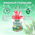 2 Pack Omega-3 Gummies 1000mg, Omega 3 Fish Oil Alternative for Adults, Algae-Based DHA 600mg & EPA 300mg + Vitamins A, C, E, Zinc, Supports Overall Wellness, Raspberry Flavor, 120 Count