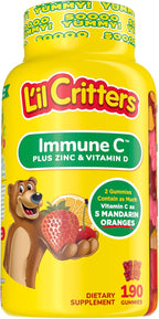 L'il Critters Kids Immune C Gummy Supplement with Vitamin C, Zinc and Vitamin D3 for Immune Support, 190 ct (95-190 day supply), 4 delicious flavors from America’s Number One Gummy Vitamin Brand
