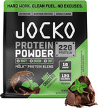Jocko Fuel Whey Protein Powder, Mint Chocolate, 22g Protein, Digestive Enzymes + Probiotic Blend, No Sugar Added, with Essential Amino Acids + Electrolyte Minerals, 26 Servings