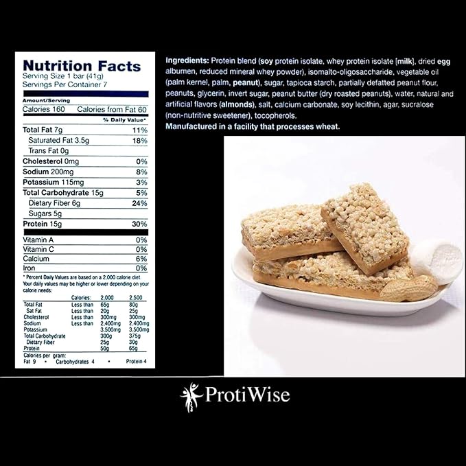 ProtiWise – High Protein 15g Bar| Weight Loss, Diet, KETO Friendly, Hunger Control, Meal Replacement | Gluten Free, Low Fat, Low Sugar (Fluffy Nutter) - Pack of 12 (7/Box)