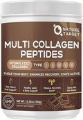 NATURE TARGET Chocolate Collagen Peptides Powder - Multi Collagen for Women with Vitamin C & Creatine, Supports Skin, Hair, Nails & Joint Health - Type I, II, III, V & X, Gluten Free, 35 Servings