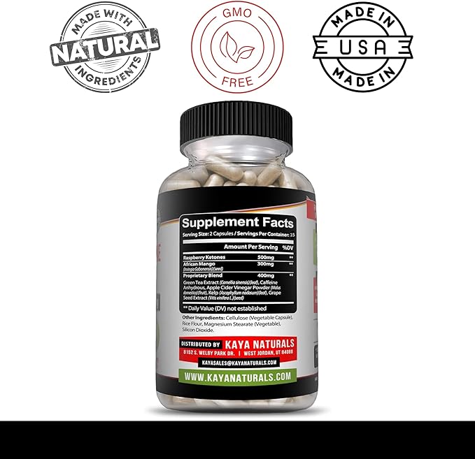 Kaya Naturals Keto Diet Raspberry Ketone - Weight Loss Supplement, Appetite Control, Boost Metabolism - 30 Count…