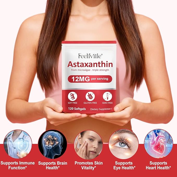 VOFANK Astaxanthin 12mg, Premium Astaxanthin Supplements with Antioxidant Activity, Supports Eye, Joint, Immune, Skin Health, Internal Circulation, Non-GMO & No Gluten 240 Softgels