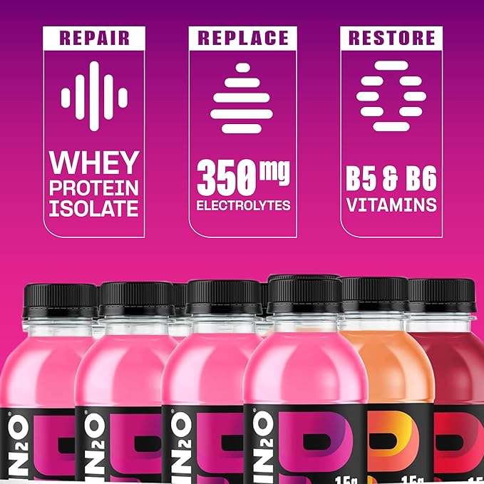 Protein2o Hydration Drink - 2-in-1 Liquid Clear Whey Protein Isolate and Electrolyte Drink - 15g Protein, Vitamins B5, B6 - Post-Workout Recovery - 16.9 Fl Oz - Flavor Fusion Variety,(Pack of 24)