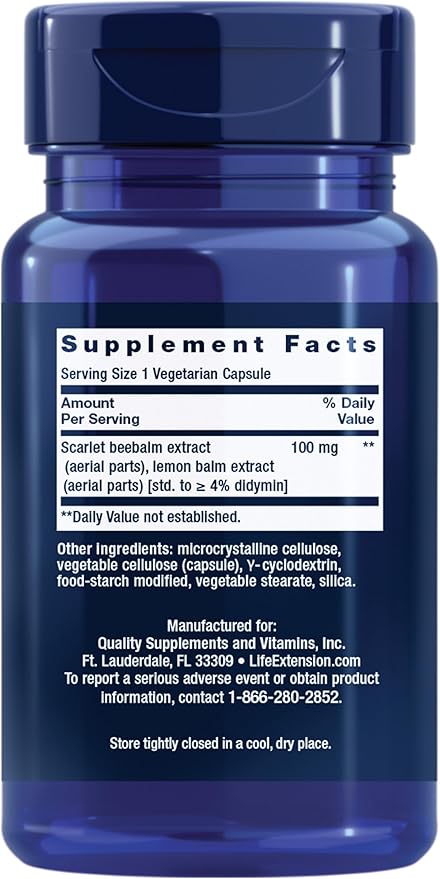 Life Extension® Biological Aging Defense, Healthy Aging Support, DNA methylation, telomere Supplement, Scarlet beebalm, Gluten-Free, Non-GMO, Vegetarian, 30 Capsules