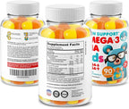DR. MORITZ Calm Magnesium Gummies for Kids (60 Count, 2 Pack) and Kids Omega 3 Gummies (90 Count) Bundle - Low Sugar, Vegetarian, No Fish Oil